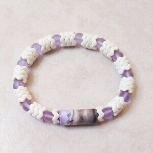 Boho! Lilac Lavender + Creamy White Soft Bangle Bracelet! Small 6-6.75" Wrists
